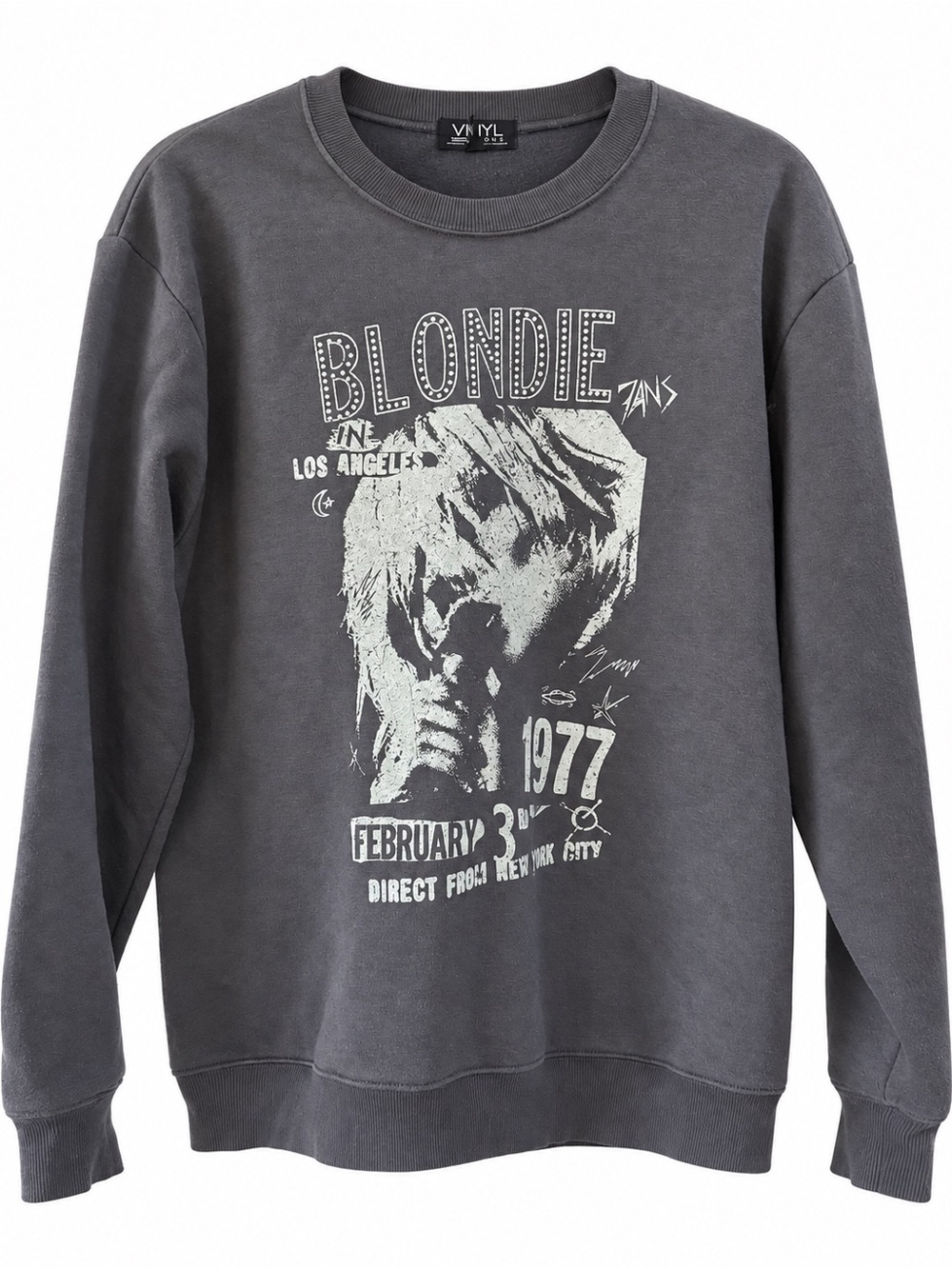 Blondie Graphic Crewneck Sweater - Charcoal Gray